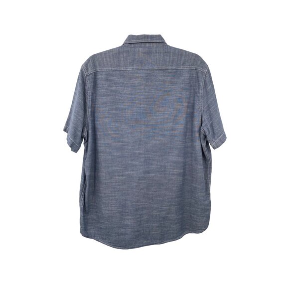 Woolrich Shirt Mens L Used Blue Button Short Sleeve - Picture 2 of 11